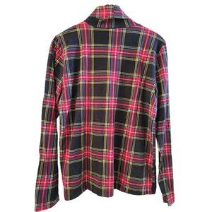 J. Crew Factory Red Plaid Tartan Turtleneck size Large Holiday Christmas Party